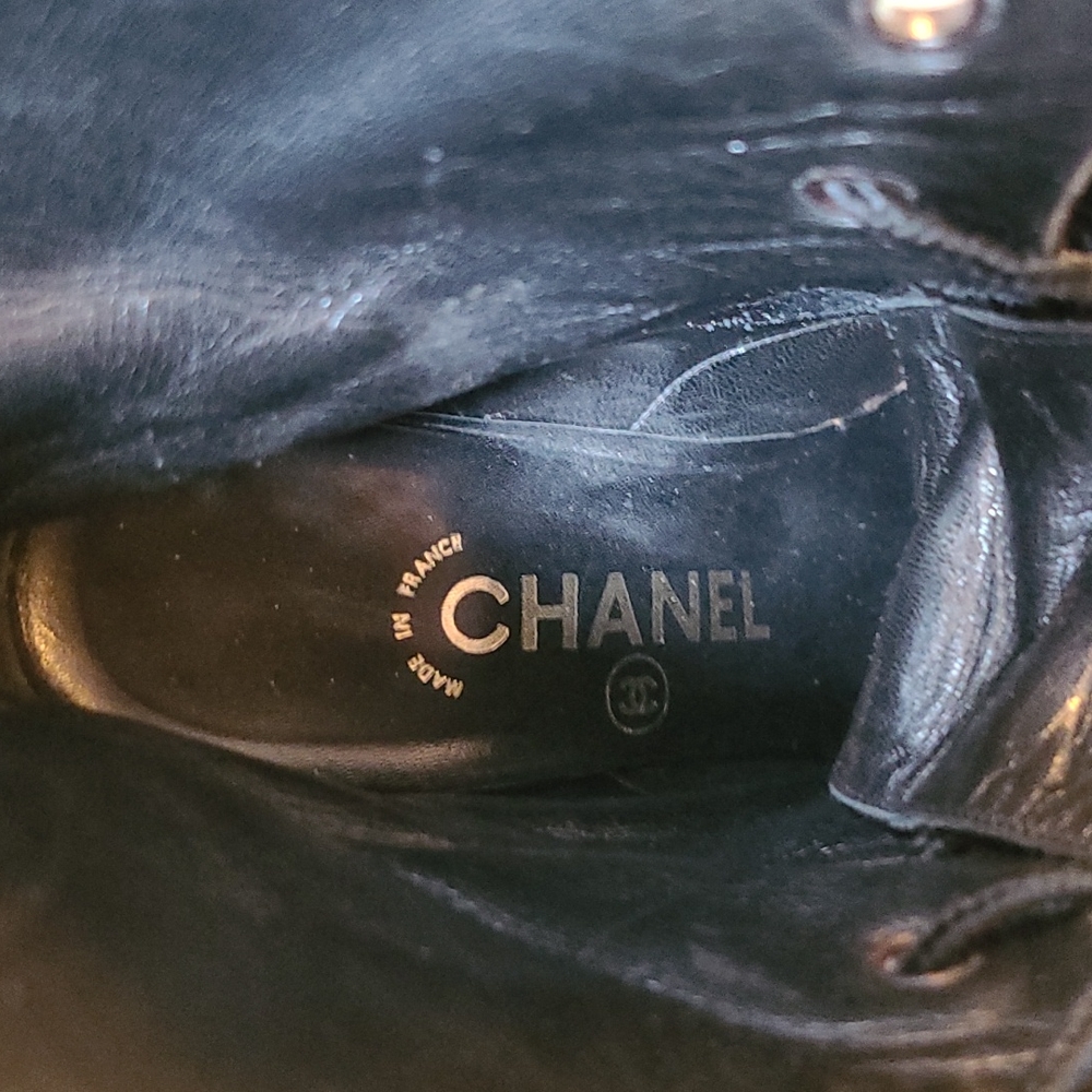 Chanel patent leather boots
